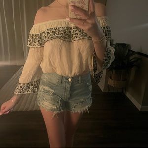 American Eagle Off The Shoulder Floral Blouse